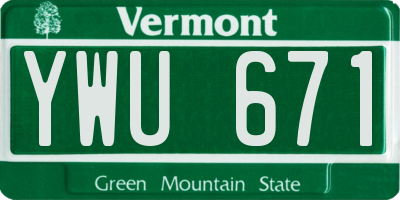 VT license plate YWU671