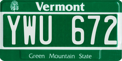 VT license plate YWU672