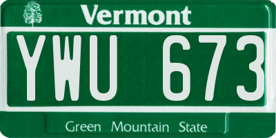 VT license plate YWU673