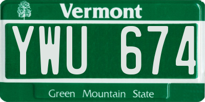 VT license plate YWU674