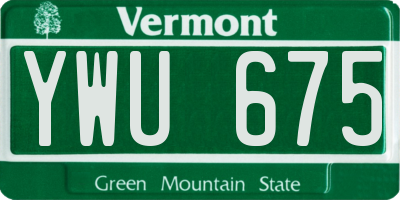 VT license plate YWU675