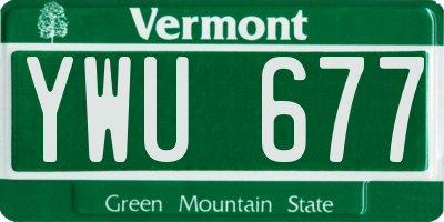 VT license plate YWU677