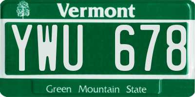VT license plate YWU678