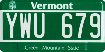 VT license plate YWU679