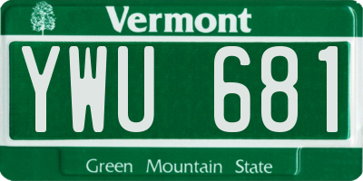 VT license plate YWU681