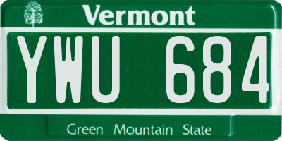 VT license plate YWU684
