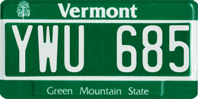 VT license plate YWU685