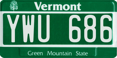 VT license plate YWU686