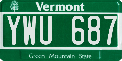 VT license plate YWU687