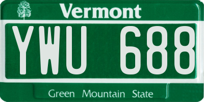 VT license plate YWU688