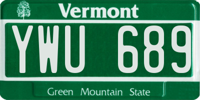VT license plate YWU689