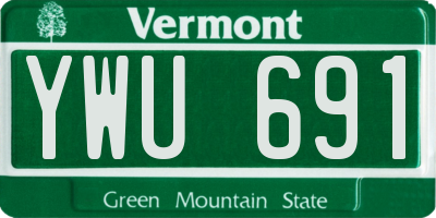 VT license plate YWU691