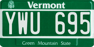 VT license plate YWU695