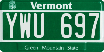 VT license plate YWU697