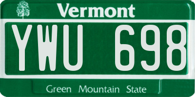 VT license plate YWU698