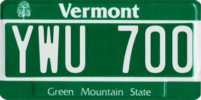 VT license plate YWU700