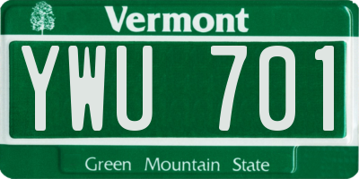VT license plate YWU701