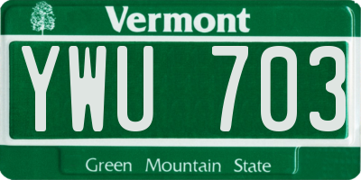 VT license plate YWU703