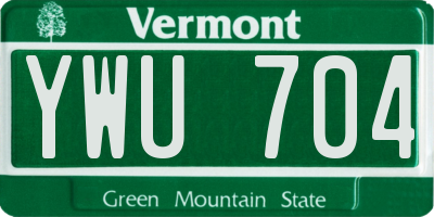 VT license plate YWU704