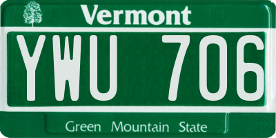 VT license plate YWU706