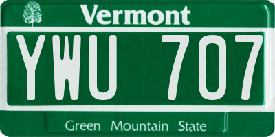 VT license plate YWU707
