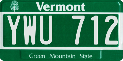 VT license plate YWU712