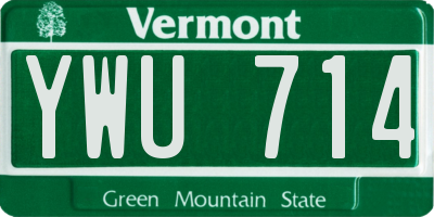 VT license plate YWU714