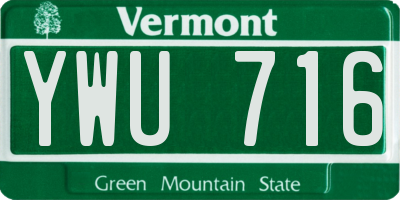 VT license plate YWU716