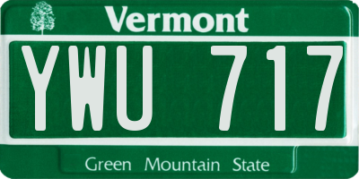 VT license plate YWU717