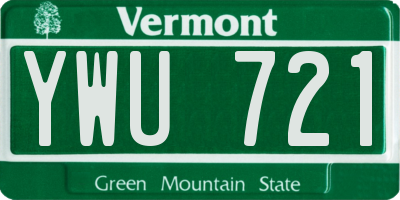 VT license plate YWU721