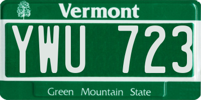 VT license plate YWU723