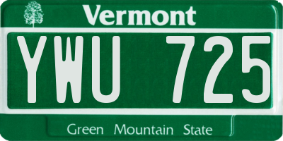 VT license plate YWU725