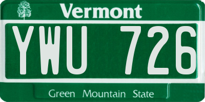 VT license plate YWU726
