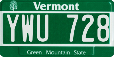 VT license plate YWU728