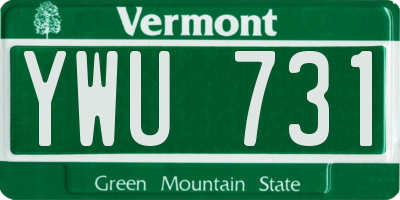 VT license plate YWU731