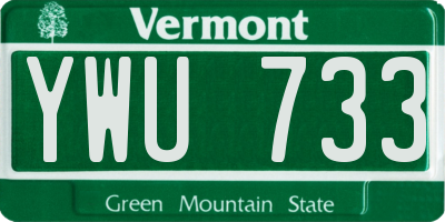 VT license plate YWU733