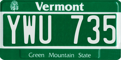 VT license plate YWU735