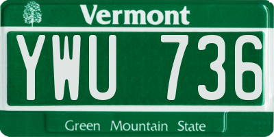 VT license plate YWU736