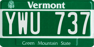 VT license plate YWU737