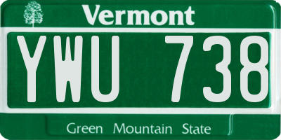 VT license plate YWU738