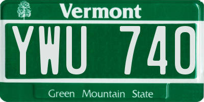 VT license plate YWU740