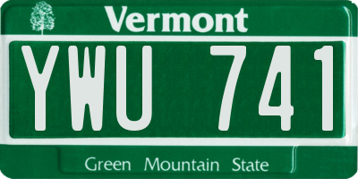 VT license plate YWU741