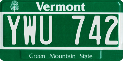 VT license plate YWU742