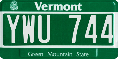 VT license plate YWU744