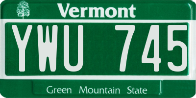 VT license plate YWU745