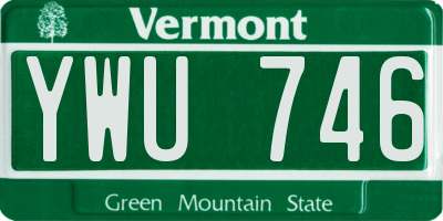 VT license plate YWU746