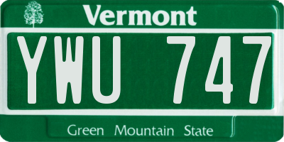 VT license plate YWU747