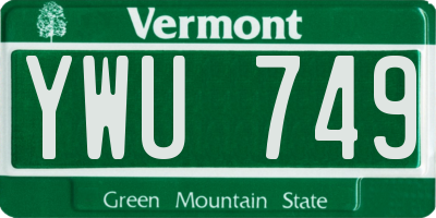 VT license plate YWU749