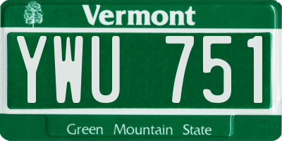 VT license plate YWU751