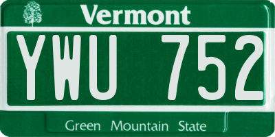 VT license plate YWU752